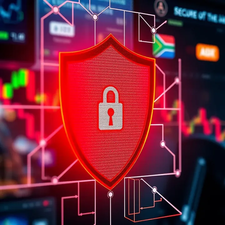 Secure digital shield symbolizing protection measures for online trading security