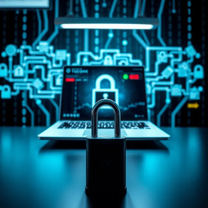 Visual representation of secure digital environment with encryption and user access controls