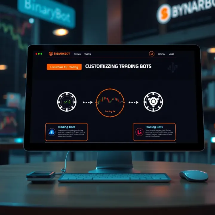 Visual diagram illustrating the customization of trading bots using a user-friendly interface on an automated trading platform