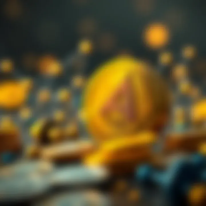Illustration of digital tokens and blockchain connections highlighting ApeCoin's role in crypto ecosystem