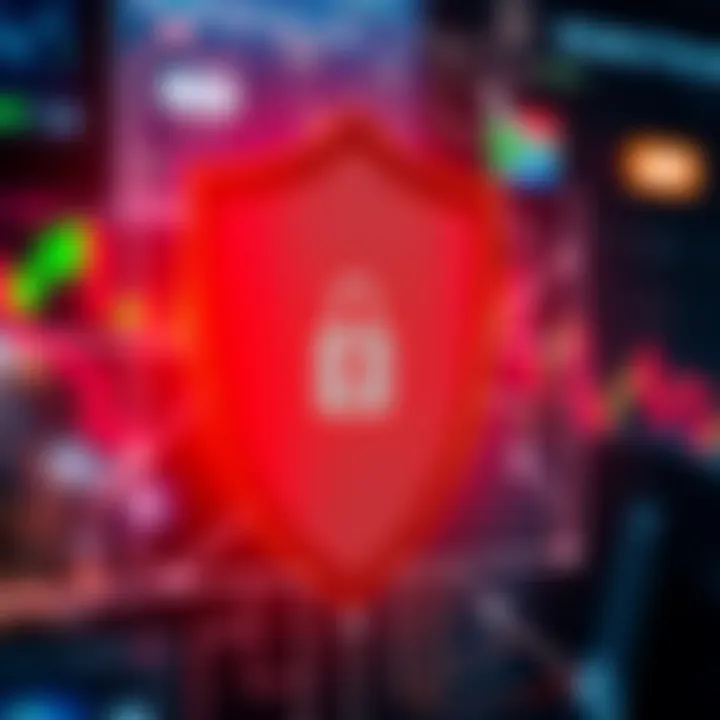 Secure digital shield symbolizing protection measures for online trading security