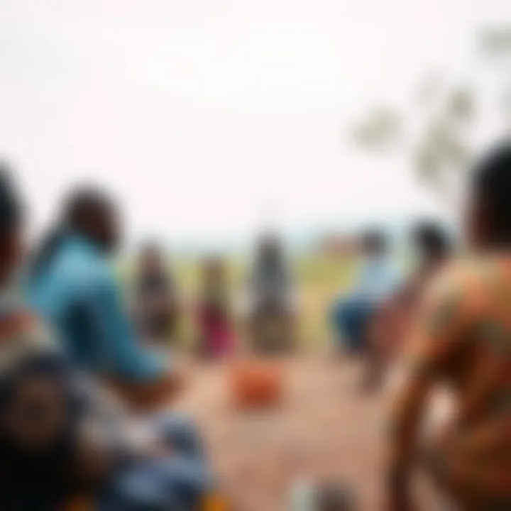 A community gathering in a rural area discussing local security and engagement initiatives