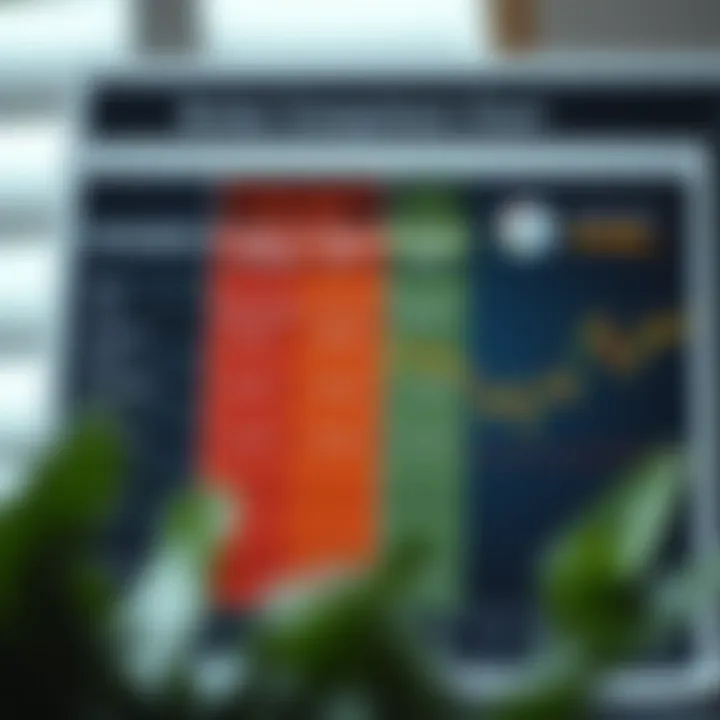 Conceptual representation of a broker comparison chart highlighting fees, regulation, and customer support for index trading