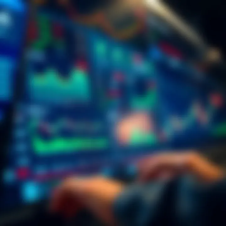 A digital trading platform dashboard showing various asset charts and trading options