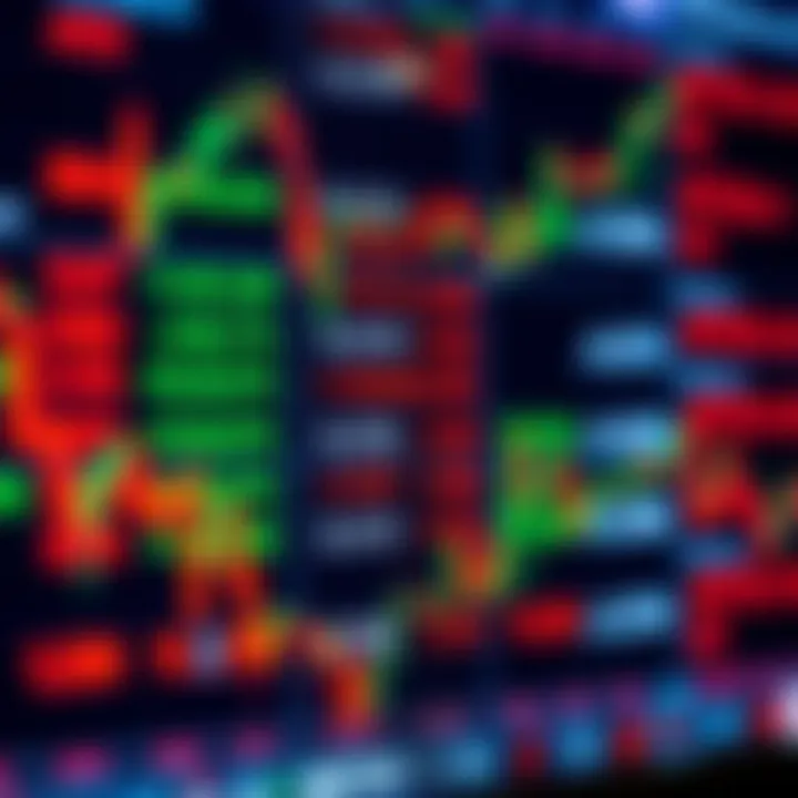 Chart displaying various forex currency pairs with fluctuating exchange rates on a digital trading platform