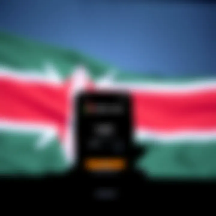 Deriv.com login screen on a smartphone with Kenyan flag in the background