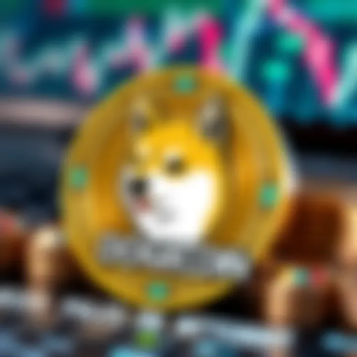 Visual representation of Dogecoin logo alongside technological and market forecast elements