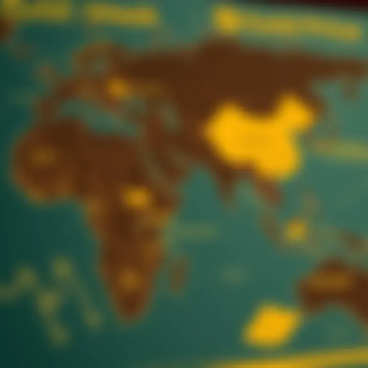 Map highlighting key geopolitical events impacting gold value and currency fluctuations