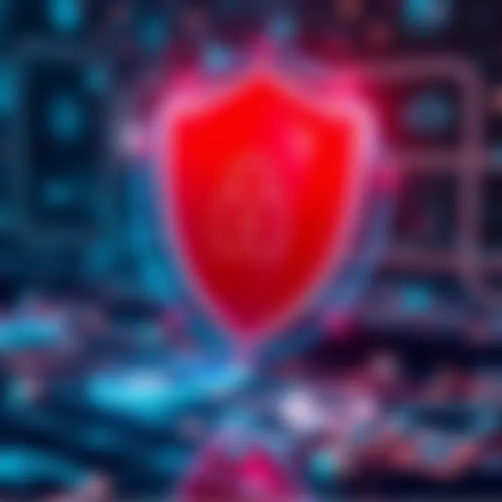 Secure account access illustration with shield and digital security icons