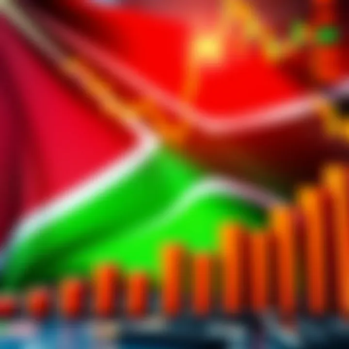 South African flag with financial graphs illustrating market growth