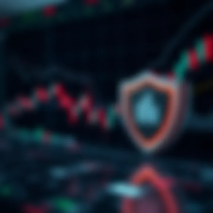 Concept of risk management with financial graph and protective shield illustration