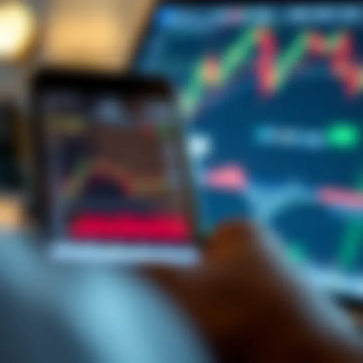 Android smartphone displaying forex trading robot app interface with charts and automated trading signals
