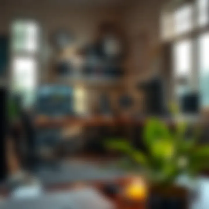 Calm and organized trading space with natural lighting and essential trading equipment