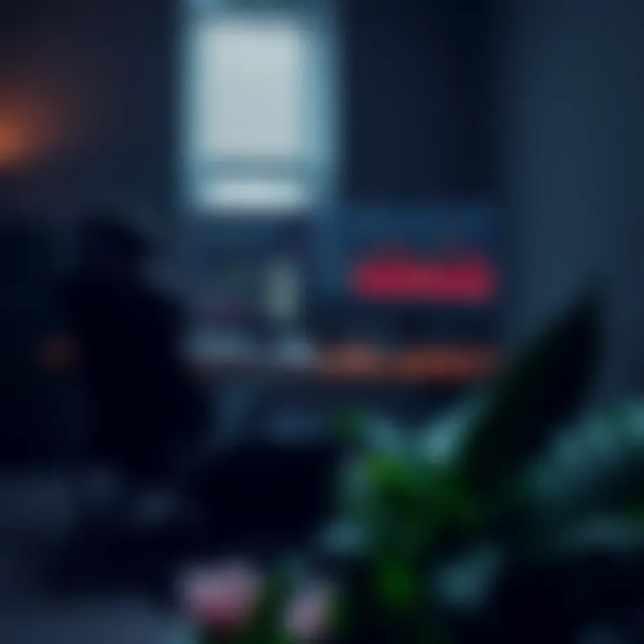 Modern trading desk setup with multiple monitors and ergonomic chair in a quiet room