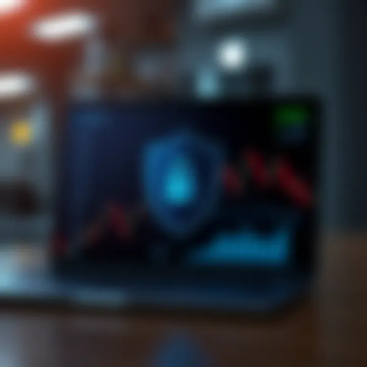 PocketOption Platform Security Features Illustration of secure online trading with shield symbol and financial graphs representing platform security