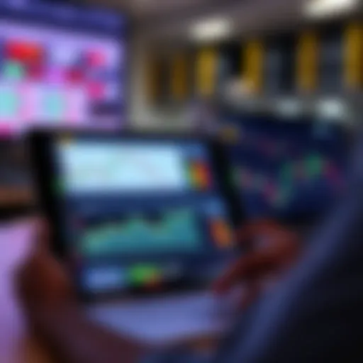 Digital device displaying various financial charts and graphs representing online trading markets in Kenya