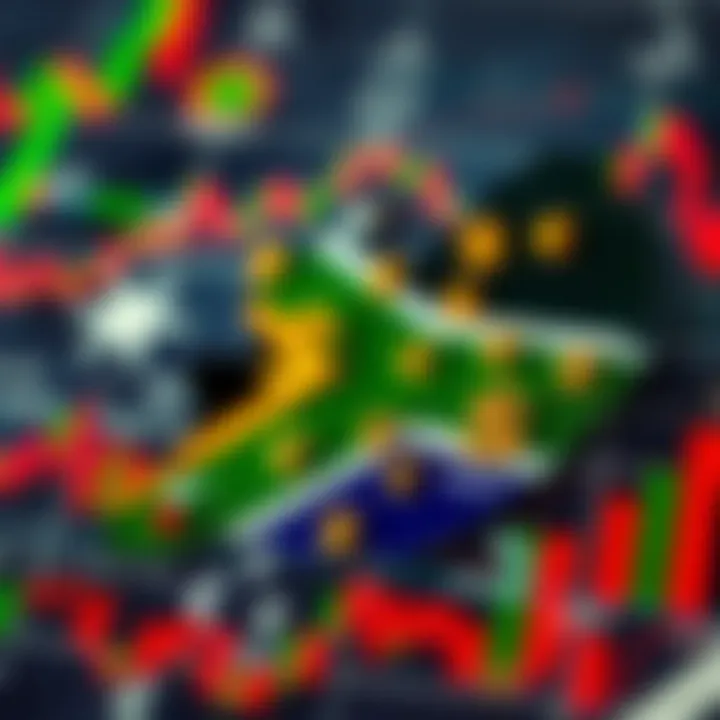 Impact of South Africa's Economy on Currency Trading Success Map of South Africa overlaid with currency symbols illustrating the local economic influence on forex trading