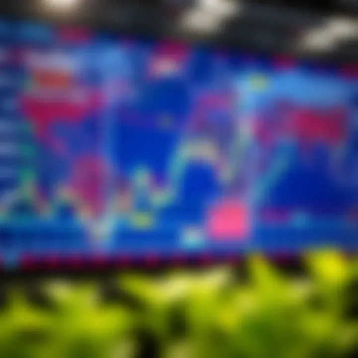 Global currency exchange rates displayed on a high-tech digital screen