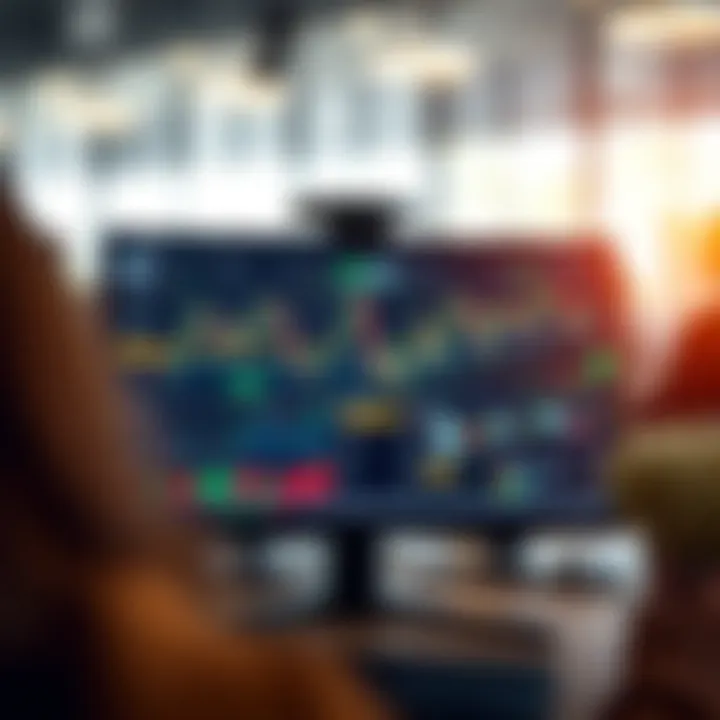 User interface of Quotex trading platform showing various financial charts and trading tools