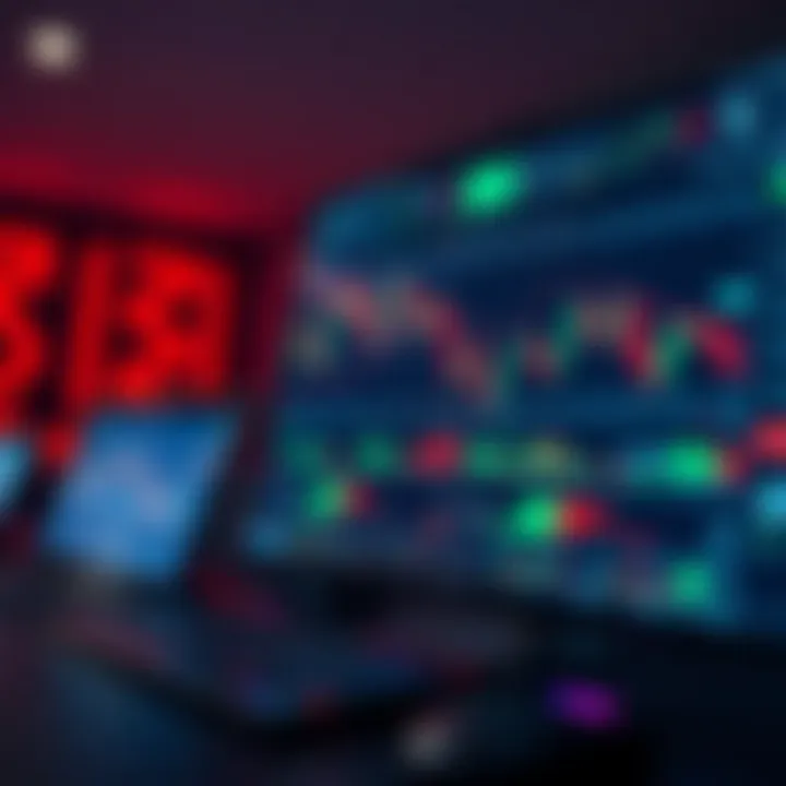 Trading platform interface displaying market charts and analysis tools