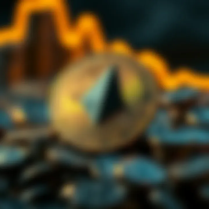 Conceptual graphic showing cryptocurrency growth and financial success associated with Monero project