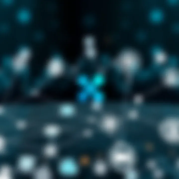 Ripple Blockchain Network and Regulatory Impact Overview Illustration of blockchain network nodes connected with Ripple symbol and regulatory icons