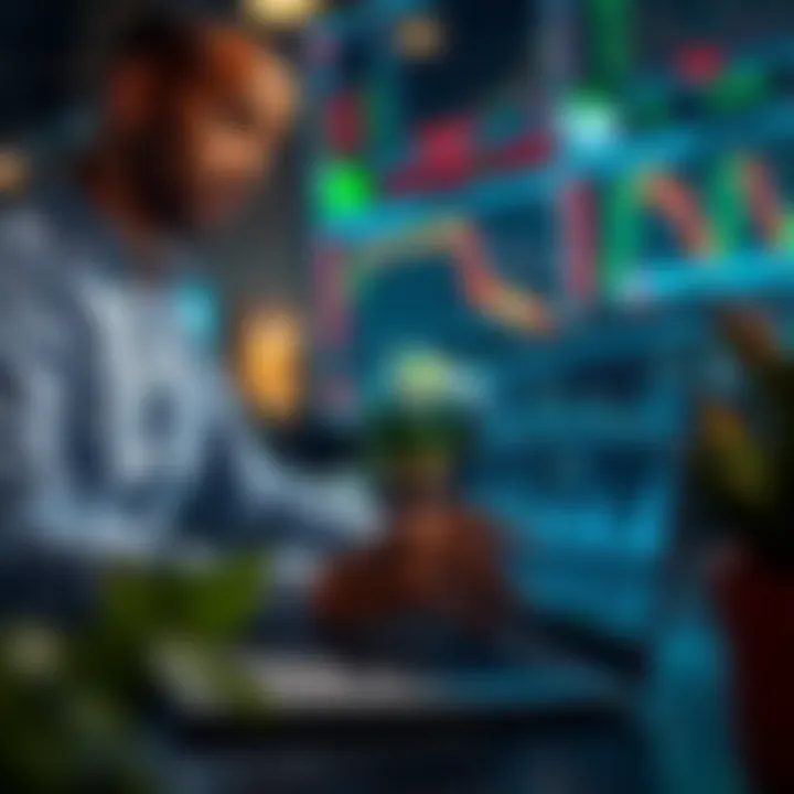 South African trader analyzing financial data on a laptop using a demo trading platform