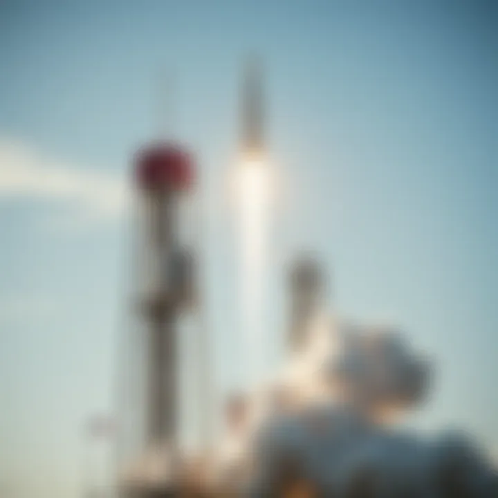 SpaceX Falcon rocket launching into clear sky with visible exhaust plume