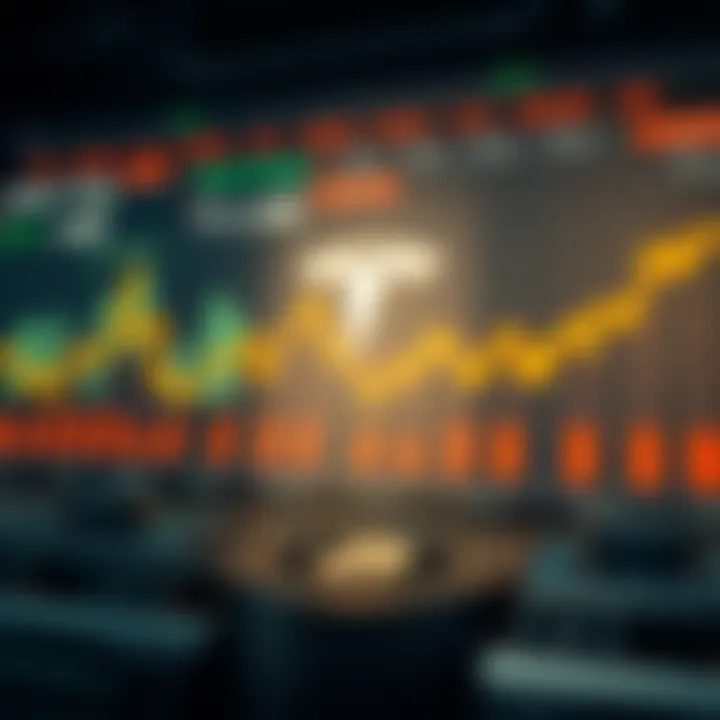 Illustration of financial charts and investment analysis related to Tesla shares