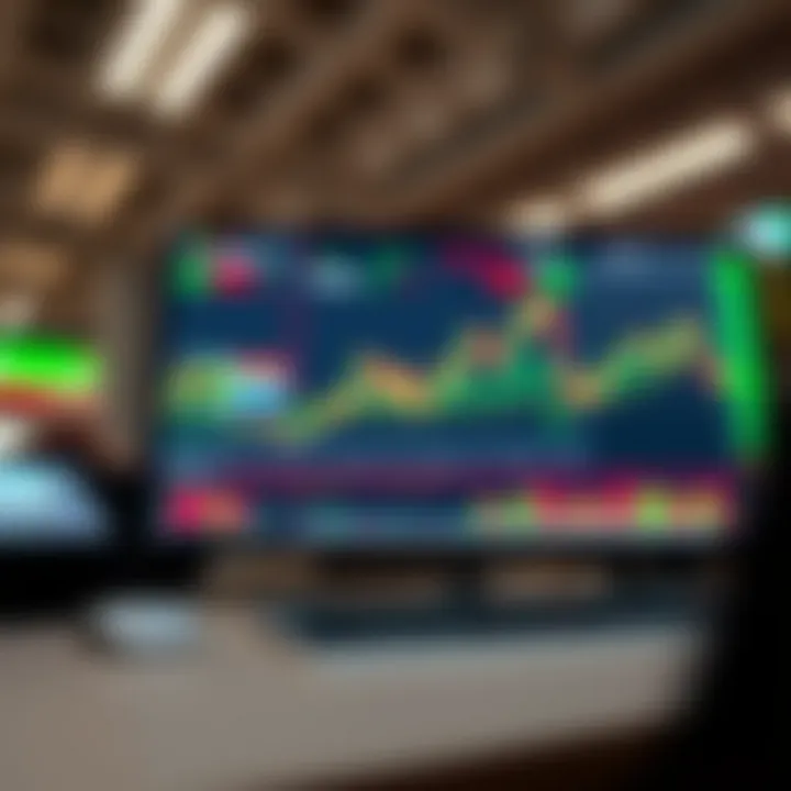 Dashboard interface displaying stock market data managed by trading software