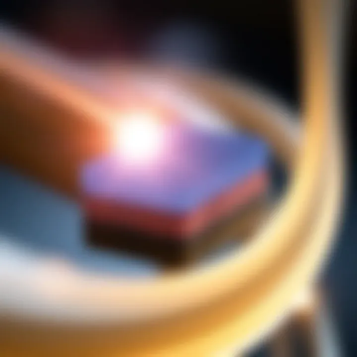 Diagram showing core and cladding layers in optical fibre with light rays reflecting within core