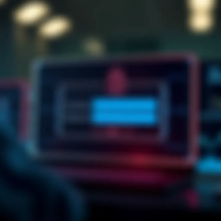 Illustration of a secure digital login interface with username and password fields