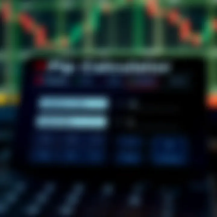 Pip Calculator Tool Interface Demonstrating Input and Output Features Interface of a pip calculator tool showing input fields for currency pair, trade size, and pip value output