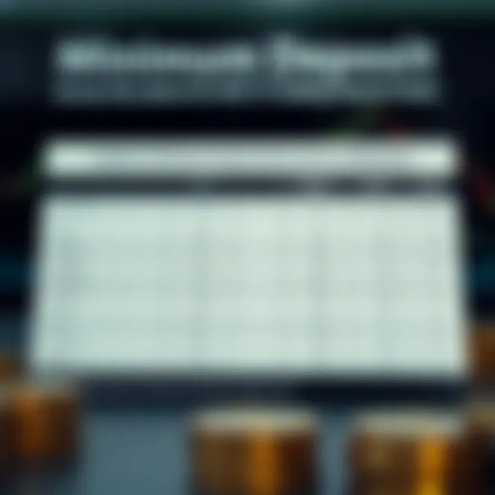 Chart comparing minimum deposit requirements among various trading platforms