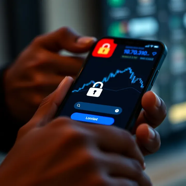 Essential Security Features in Trading Apps for Kenya Secure login screen on a smartphone showing encryption and security icons
