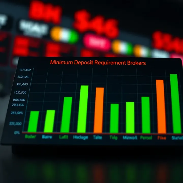 Chart comparing minimum deposit requirements across different trading brokers with visual bars