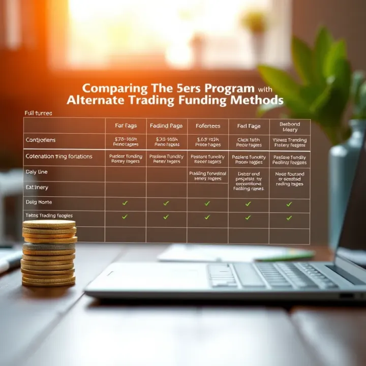 Comparison chart illustrating different forex funding options and their key features