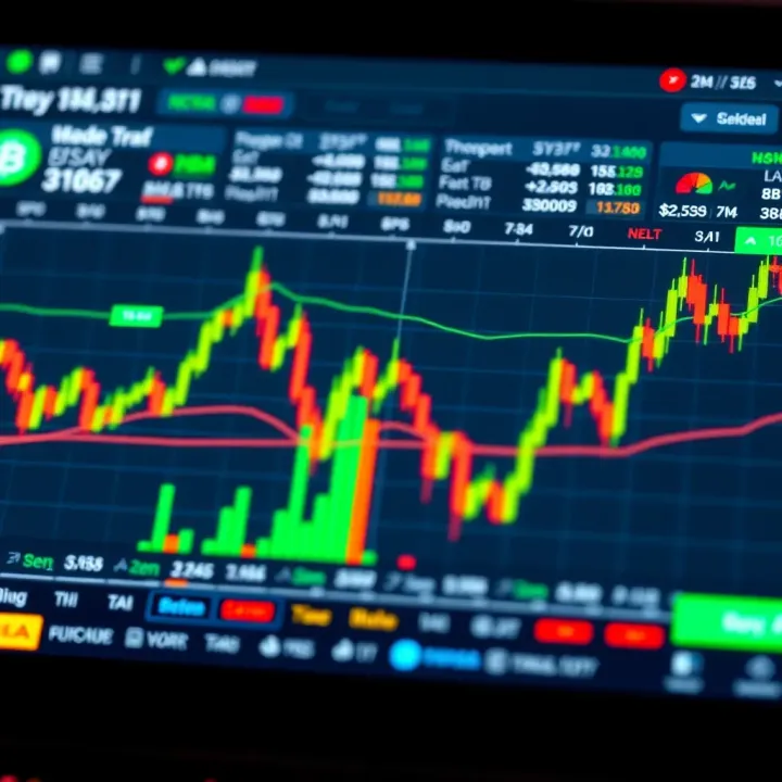 Cryptocurrency trading interface displaying price charts and market trends