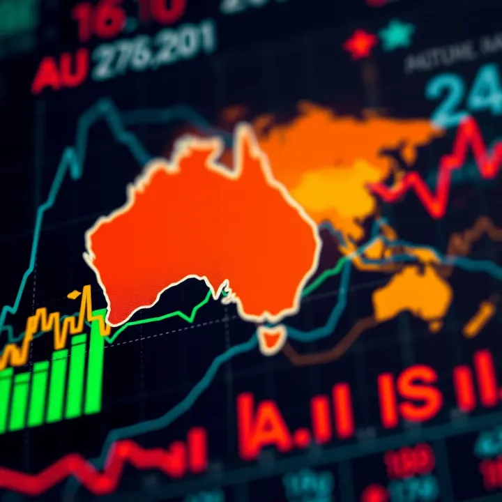 Visual representation of global economic factors influencing Australian Dollar and US Dollar exchange rates