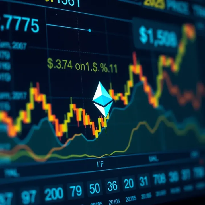 Ethereum Price Trends and Market Movements Graph showing the upward and downward trends of Ethereum's price over time