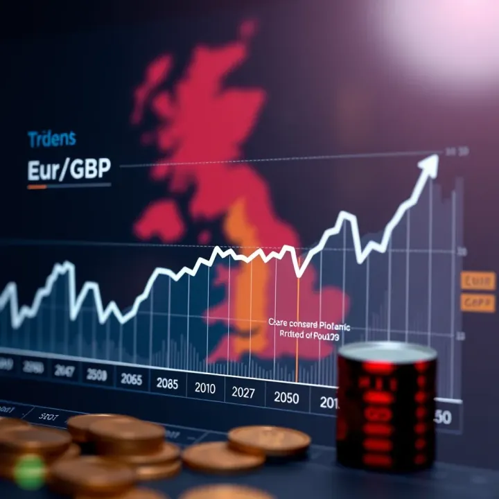 Trends in the EUR/GBP Exchange Rate Over Time Graph depicting trends in Euro to British Pound exchange rate over time with economic events highlighted