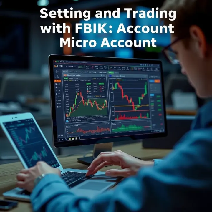 Setting Up and Trading with FBK Markets Micro Account Visual guide depicting steps to set up and trade using FBK Markets Micro Account with emphasis on user-friendly interface