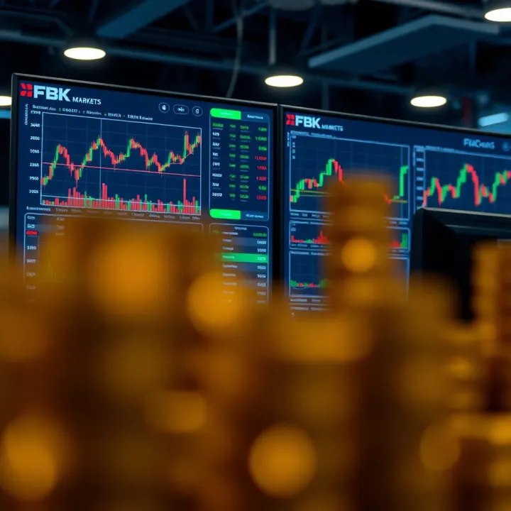 Dashboard showing various trading platforms offered by FBK Markets with charts and market data