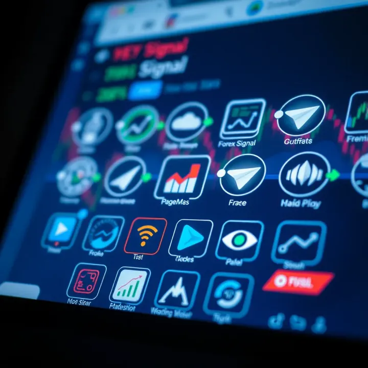 Collection of forex trading icons representing different signal types and advantages