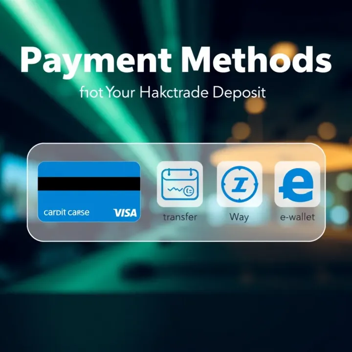 Illustration of multiple payment methods including credit card, bank transfer, and e-wallet icons representing deposit choices