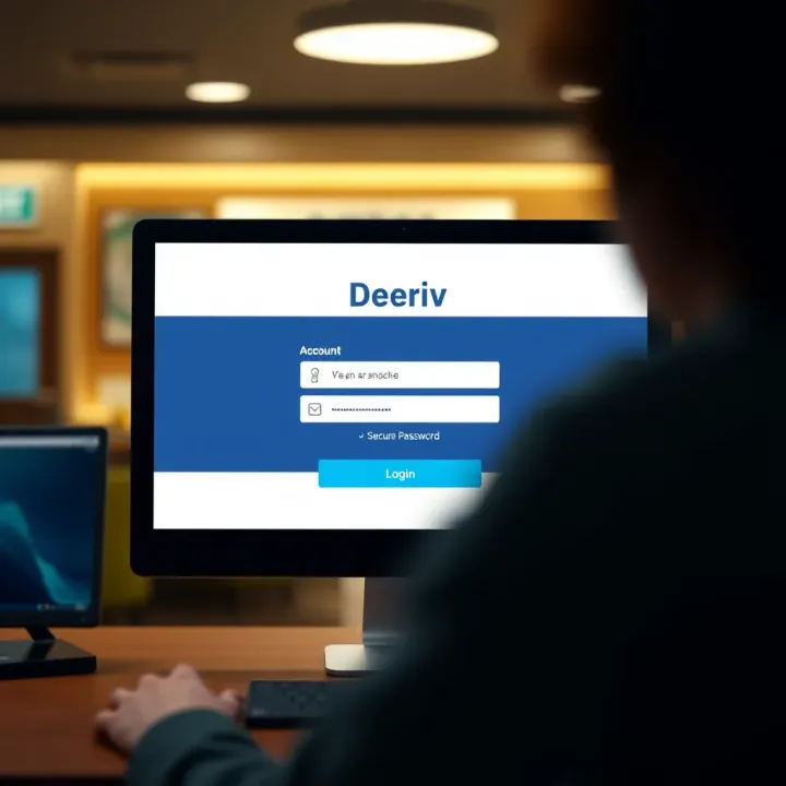 User interface showing Deriv account login screen with secure password entry