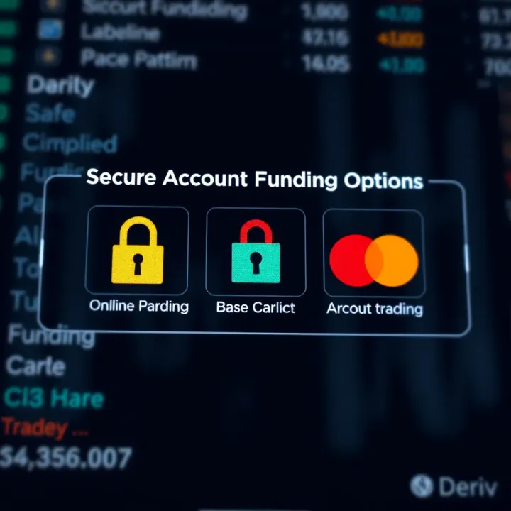 Secure Account Funding Options on Deriv Platform Secure online banking symbols showing safe transaction and account funding methods for Deriv trading platform