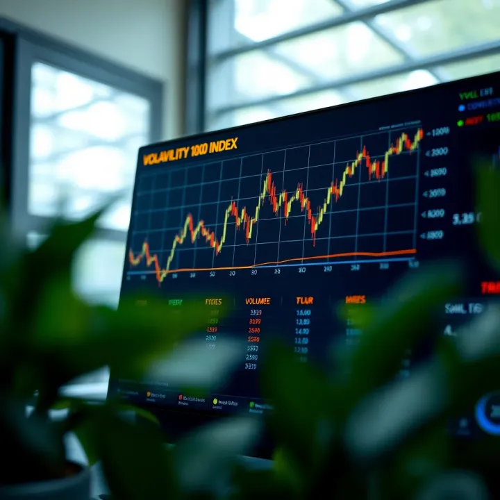 Chart showing key factors influencing the Volatility 100 Index including economic indicators and trading volume