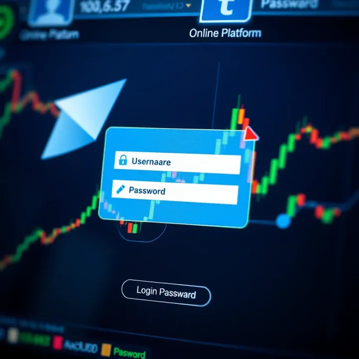 Secure login interface of an online trading platform with username and password fields