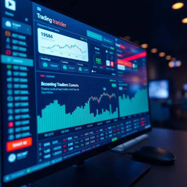 Dashboard of a trading platform showing various trading tools and account overview